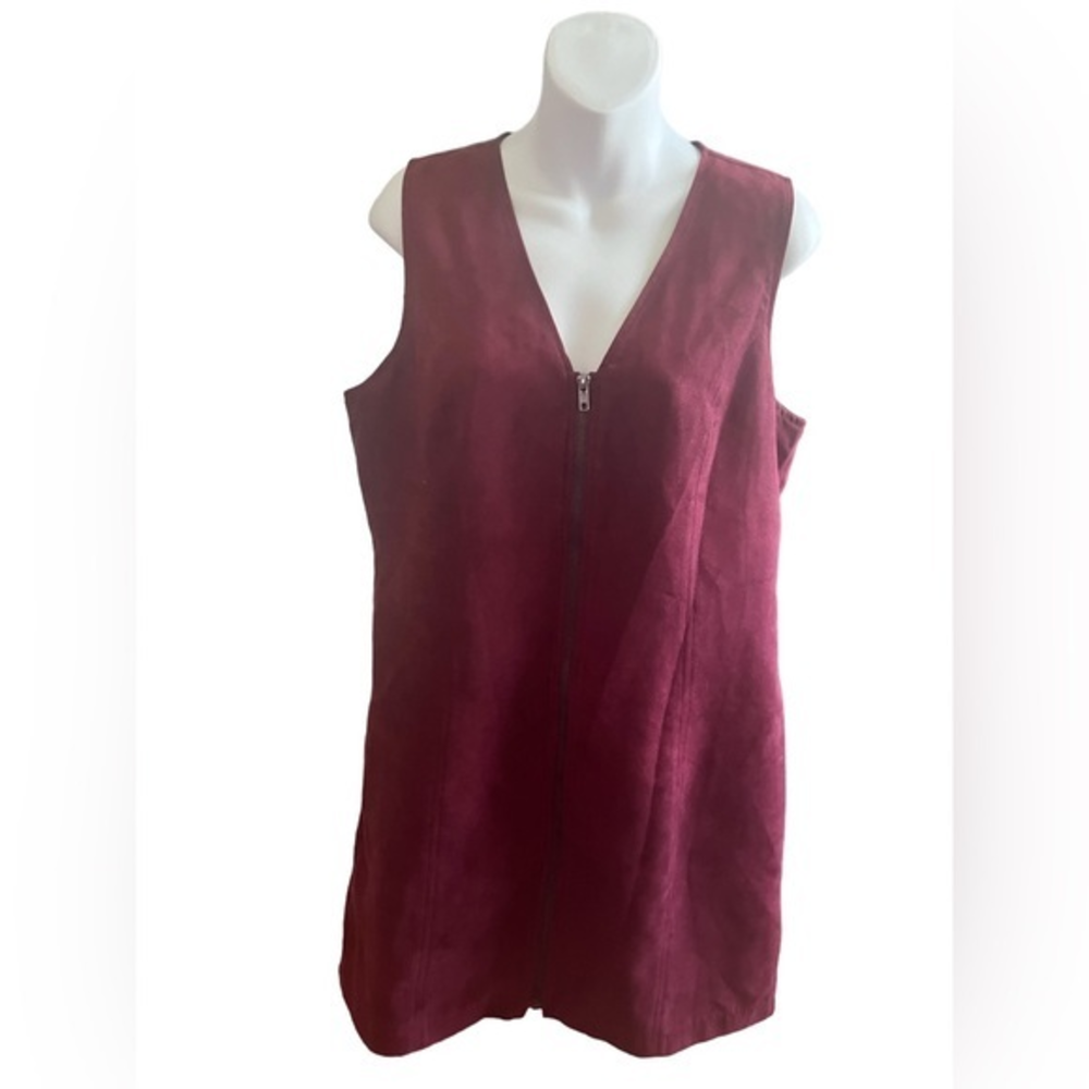 Olive + Oak‎ Maroon Faux Suede Dress L